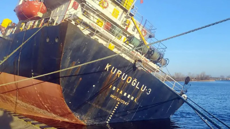 Stranded Turkish Cargo Ship Damaged by Russian Missile Strike on Ukraine